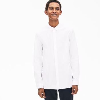 Lacoste Slim-Fit Stretch Poplin and Jersey Shirt - Šortky Pánské Bílé | CZ-wY3UTU